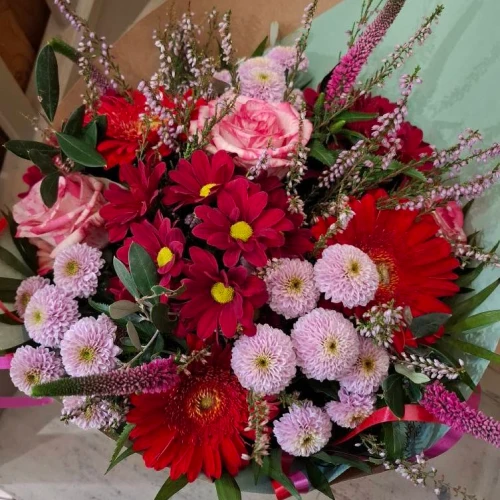 Bouquet rose, violet, rouge